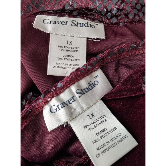 Vintage Susan Graver Shirt Set 1X Dark Red Velvet Blouse & Tank Top NWT - Picture 16 of 16